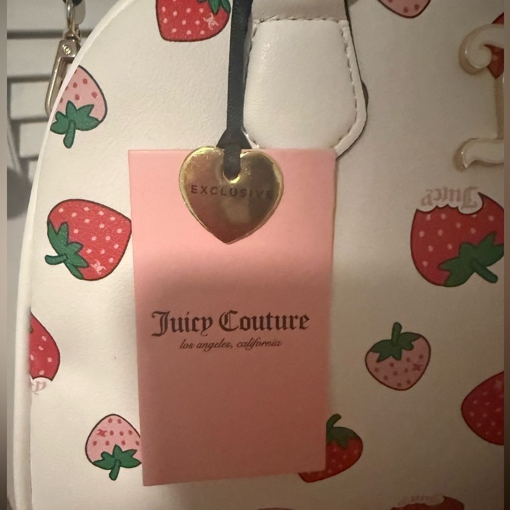 Juicy Couture Exclusive “Sweet and Juicy” Bowler Bag Strawberry Print Crossbody! - Picture 7 of 11